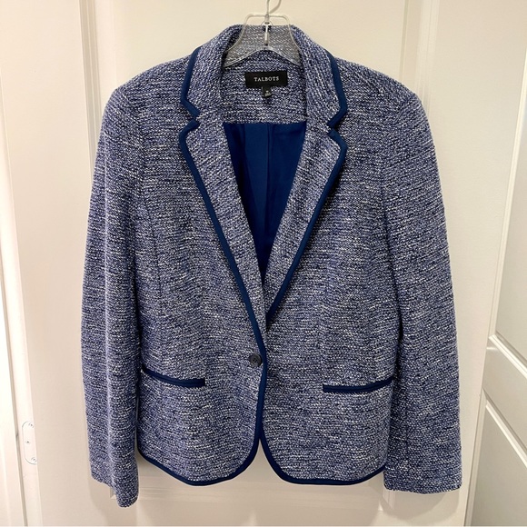 TALBOTS New With Tag Blue Boucle Blazer size 10 - Picture 11 of 15